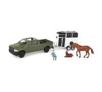Agriculture 1/32 Green Pickup Truck with Horse Trailer & Figures 47599