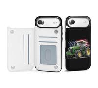 Agriculture Farm Tractor with U.S.A. Flag Wallet Phone Case Compatible with iPhone 17 Air Pro Max Flip Cover with Card Holder