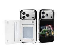 Agriculture Farm Tractor with U.S.A. Flag Wallet Phone Case Compatible with iPhone 17 Air Pro Max Flip Cover with Card Holder