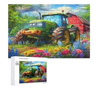 Agriculture Vintage Tractor 1000Pc Jigsaw Puzzles Adults Kids Rural Life Jigsaws Living Room Decor Highlight Brainteaser Perfect Holiday Present Relaxation Tool 1000 PCS