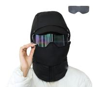 Agriculturi Waterproof Fleece-Lined Hood, Winter Windproof Full Cover with Goggles, Waterproof Ski Cap with Detachable Mask Ear Warmer, Winter Warm Full Cover Balaclava Windproof Cycling Hat (Black)