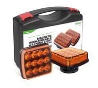 Agrieyes 2Pcs Rechargeable Flashing Lights for Vehicles, Super Magnetic Strobe Hazard Lights, Wireless Portable Amber Led Warning Beacon Emergency Light for Trucks Bus Tractor Oversize Trailer