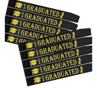 Agrifilm 10 Pack 'I Graduated' Sash Black, Gold Glitter Letter Graduation Sash for Funny Graduation Gifts 2023 Graduation Party Supplies