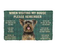 Agriism Door Mat Indoor Entrance Please Remember Yorkshire Terrier Dog's House Rules Doormat Personalized Gifts Home Decor Housewarming Decor 24x16 Inch