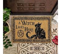 Agriism Door Mat Indoor Entrance Porch Welcome Funny Non Slip Rugs Cool Black Cat Doormat Home Decor A Witch Lives Here Home Decor Housewarming Decor 24x16 Inch