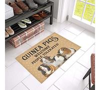 Agriism Playful Guinea Pigs Welcome Doormat, Pink & White, 16x24 Inch, Water Resistant, Rectangular, Indoor, Small