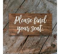 Agriism Please Find Your Seat Sign - Rustic Ring Bearer Sign - Seating Chart - Wedding Wood Sign 12x6 Inch 30x15 cm