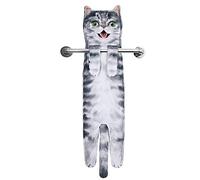 AGRIMONY Cat Funny Hand Towels - Cute Bathroom Kitchen Towels Cat Decor Decorative Hanging Face Towels Super Absorbent Soft-Valentine Christmas House Warming New Home Gifts for Cat Lovers- Grey