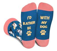 AGRIMONY Funny Animals Socks for Men Women -I'D Rather Be with My Dog Novelty Funky Crazy Silly Crew Socks-Dog Dad Animal Lovers Valentines Fathers Day Birthday Christmas Fun Gift Stocking Fillers