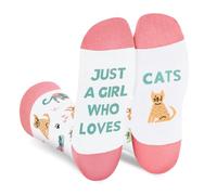 AGRIMONY Funny Animals Socks for Women Ladies Mum Teenage Girls - Just A Girl Who Loves Cats - Novelty Funky Odd Fun Silly Cute Cartoon Sock Easter Valentine Christmas Birthday Gifts Stocking Fillers