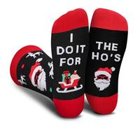 AGRIMONY Funny Christmas Socks for Men Women Teens Boys -THE HO'S Secret Santa Gifts Christmas Novelty Fun Crew Funky Cute Crazy Silly Socks Funny Xmas Stocking