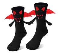 AGRIMONY Funny Halloween Magnetic Holding Hands Socks for Men Women Teen Boys - Hand in Hand Bats Ghost Spooky Fun Novelty Crazy Funky Silly Crew Cool Matching Costumes Socks - Halloween Gifts