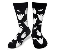 AGRIMONY Funny Halloween Socks for Men Women Teen Boys - Ghost Spooky Bats Fun Novelty Crazy Funky Silly Cute Dress Crew Cool Socks - Halloween Gifts Costumes