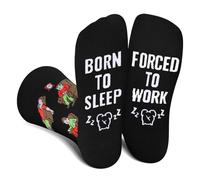 AGRIMONY Funny Sleeping Socks for Men Women Dad Teenage Boys - BORN TO SLEEP FORCED TO WORK Novelty Fun Funky Happy Silly Socks for Sleeper - Fathers Day Birthday Gift Ideas Christmas Stocking Filler