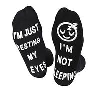 AGRIMONY Funny Sleeping Socks for Men Women Teens Boys - I’m Not Sleeping,Just Resting My Eye Socks Fathers Day Novelty Gifts for Dad Husband - Funky Crazy Sock Silly Christmas Stocking Fillers