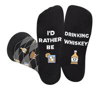 AGRIMONY Funny Socks for Men Teens- I’D RATHER BE DRINKING WHISKEY Crew Socks - Fathers Day Novelty Gifts for Dad Husband Crazy Sock-Valentines Birthday Fun Gifts Ideas Christmas Stocking Fillers