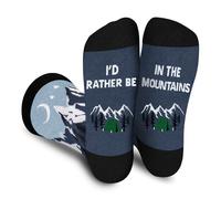 AGRIMONY Funny Socks for Men Teens - I'D RATHER BE IN THE MOUNTAINS Crazy Socks - Fathers Day Novelty Gifts for Dad Husband Brother -Valentines Birthday Fun Gifts Ideas Christmas Stocking Fillers