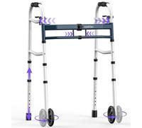 Agrish Folding Narrow Walker for Seniors - Lightweight Walking Frame with Wheels, Adjustable Width & Height, 350lbs Capacity, Compact Zimmer Frame for Elderly, Aluminum Walking Frames for Disabled