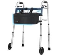 Agrish Narrow Walkers for Small Spaces - Width&Height Adjustable Walker, Lightweight Folding Walkers, Walker for Seniors Handicapped & Disabled, Walking Frame with Wheels, Up to 350 lbs