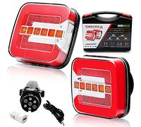 AGRISHOP 12/24V Magnetic Wireless LED Trailer Lights Kit,LED Magnetic Trailer Light Rear Set,4Function Neon Waterproof LED Wireless Tail light Sequential Indicators Dynamic Flowing Trailer Light ECE
