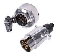 AGRISHOP 12V 7 Pin Metal Aluminium Alloy Trailer Plug,7 Pin Trailer Socket,7-Pin Trailer Plug Socket,7PinTrailer Socket Plug, Tractor Plug,Caravan Socket,Male Female Truck RV Car Boat Caravan Plug