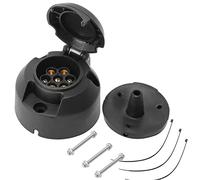 AGRISHOP 12V 7Pin Trailer Socket with Rubber Gasket Seal Waterproof Trailer Socket Connector with Dust-proof Cover Mounting Bolt Nut Cable Tie,Female Trailer Accessories Adapter for RV Caravan Towing