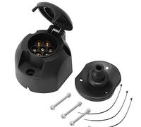 AGRISHOP 12V 7Pin Trailer Socket with Rubber Gasket Seal Waterproof Trailer Socket Connector with Dust-proof Cover Mounting Bolt Nut Cable Tie,Female Trailer Accessories Adapter for RV Caravan Towing
