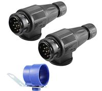 AGRISHOP 13 Pin Male Trailer Plug - 2pcs Towbar Electric Connector for RV Car Auto Caravan Towing With Holder - 7pin