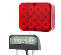 AGRISHOP 1Piece LED Rear Trailer Fog Light Red and 1Piece LED Registration License Plate Light,Led Fog Light For Van Lorry Caravan Led Car Number Plate Light Lamps White Light Waterproof Lorry E-mark