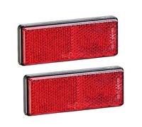 AGRISHOP 2xTrailer Rectangular Reflectors Red,Rear Self Adhesive Reflectors Red for Bike Caravan Horsebox,Reflective Reflectors for Gate Posts,Stick-on Red Rectangle Reflector E4 (Red-2PCS）
