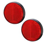 AGRISHOP 2xTrailer Round Reflectors Red,Rear Self Adhesive Reflectors Red for Bike Caravan Horsebox,Reflective Reflectors Round for Gate Posts,Stick-on Red Round Reflector E4 (Red-2PCS）
