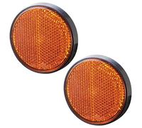 AGRISHOP 2xTrailer Round Reflectors Yellow Amber,Side Caravan Reflectors,Self Adhesive Reflectors Stick-on Reflective for Gate Posts,Reflectors E4 Approval for Vehicles Bike Lorry (Yellow-2PCS)