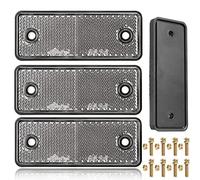 AGRISHOP 4xReflectors for vehicles,E Approved, Screw on Reflectors for Gate Post Reversing,Reflectors Fence, Cat’s Eye,Caravan Reflectors White Reflectors 95x37x9.6mm(Rectangular/Screw On/White)