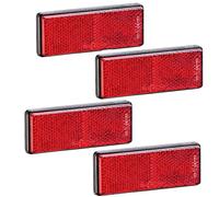 AGRISHOP 4xTrailer Rectangular Reflectors Red,Rear Self Adhesive Reflectors Red for Bike Caravan Horsebox,Reflective Reflectors Rectangular for Gate Posts,Stick-on Red Reflector E4 (Red-4PCS）