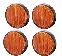AGRISHOP 4xTrailer Round Reflectors Yellow Amber Φ60mm,Side Caravan Reflectors,Self Adhesive Reflectors Stick-on Reflective for Gate Posts,Reflectors E4 Approval for Vehicles Bike Lorry (Yellow-4PCS)