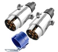 AGRISHOP 7 Pin Trailer Plug Metal,2pcs 7 pin Male Trailer Plug,7pin Trailer Electric Plug, 7pin Towbar Plug,Trailer Plug Holder,RV Car Auto Caravan Towing Plug 7pin