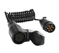 AGRISHOP Trailer Extension Cable,Trailer Adapter 7pin Plug to 13pin Socket 12v 1.8m Spiral Cable 7-13pin Trailer Converter Connection Spiral Cable,7 to 13pin Towing Adaptor Extension Lead for Caravan