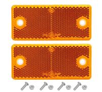 AGRISHOP Trailer Reflectors Pack of 2,E Approved,90x40x6.5mm,Reflective Reflectors Amber for RV Gate Posts Walls,Cat’s Eye Reflectors Screw Fit for Vans Car Caravan(Amber/Rectangular/2Pack)