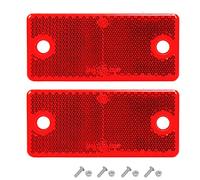 AGRISHOP Trailer Reflectors Pack of 2,E Approved,90x40x8mm,Reflective Reflectors Red Rectangular for RV Tractor Gate Posts Walls,Rear Cat’s Eye Reflectors Screw Fit for Caravan(Red/Rectangular/2Pack)