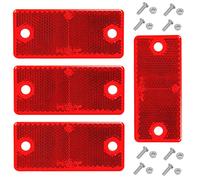 AGRISHOP Trailer Reflectors Pack of 4,E Approved,90x40x8mm,Reflective Reflectors Red Rectangular for RV Gate Posts Walls,Rear Cat’s Eye Reflectors Screw Fit for Car Caravan(Red/Rectangular/4Pack)