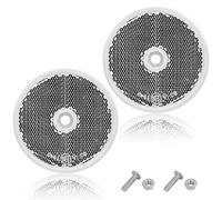 AGRISHOP White Trailer Round Reflectors,Pack of 2,with Screws,E9-Approved,Ø60mm, White Reflectors Screw On for Gate Posts,Fence,Cat’s Eye,Reflector For RV Truck KFZ PKW Camion Bike (White/Round/2Pack)