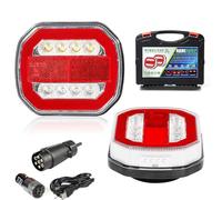 AGRISHOP Wireless Trailer Lights,12/24v Trailer Lights Led Magnetic Cable Free Waterproof LED Trailer Rear Lights,5Function Magnet Rear Trailer Lights Wireless Rechargeable E Approved