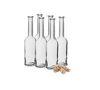 Agritrade AK 200 ml Glass Bottles with Cork 20cl Flask Bottles Clear Transparent Glass for Storing Liqueur Wine Syrup Fruit Juice Home Brewing Wine Making (6)