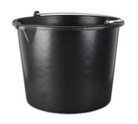 Agritrade Ak 20L Black Plastic Builders Bucket With Pouring Spout - Heavy Duty Multipurpose Use With Metal Handle