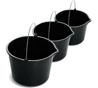 Agritrade Ak 3 X 20L Black Plastic Builders Bucket With Pouring Spout - Heavy Duty Multipurpose Use With Metal Handle