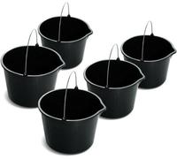 Agritrade Ak 5 X 20L Black Plastic Builders Bucket With Pouring Spout - Heavy Duty Multipurpose Use With Metal Handle