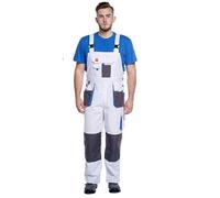 Agritrade AK Durable Work Dungarees Trousers Men Bib and Brace Overalls Painters Decorators Safety Clothing Work Uniforms Comfortable White-Blue (48)