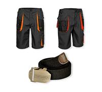 Agritrade AK Combat Shorts Half Elastic Waist Workwear Multipocket Cotton + Belt! Sizes: S-3XXL Durable Triple Stitched Seams on Leg and Crotch (42-44 Inch (60), Grey - Red)