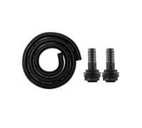 Agritrade AK Corrugated Flexi Pipe + 2X Water Butt Connectors - Black PVC Garden Hose - 1m x 13mm ID - Multifunctional Garden Tube - Anti Kinking - Pond Hose Pipe