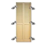 AGRITRADE AK. Louvre Wardrobe Cupboard Door 2420x700 in Natural Solid Pine with Hinges and Pre-Drilled Holes, French Style Slatted Front for Wardrobes, Cabinets and Built-in Furniture | Pair